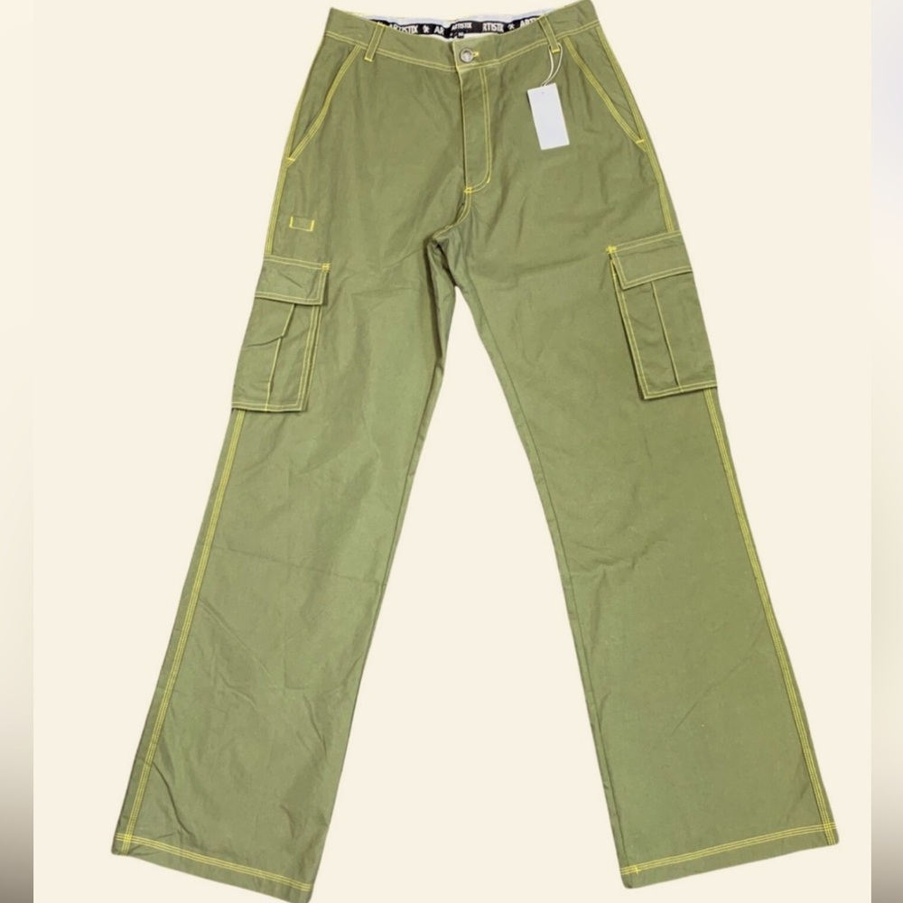 Artis Green Wide Leg Pants Utility Style